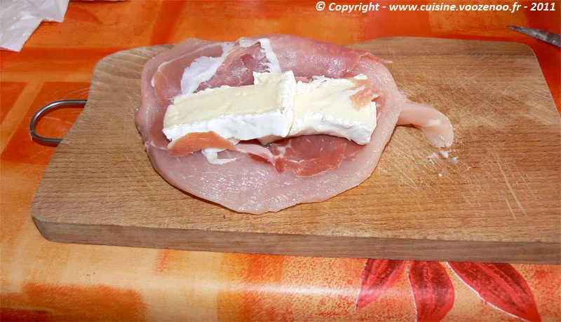 Cordon bleu de poulet au jambon de Bayonne et camembert etape1 Cordon bleu de poulet au jambon de Bayonne et camembert etape1