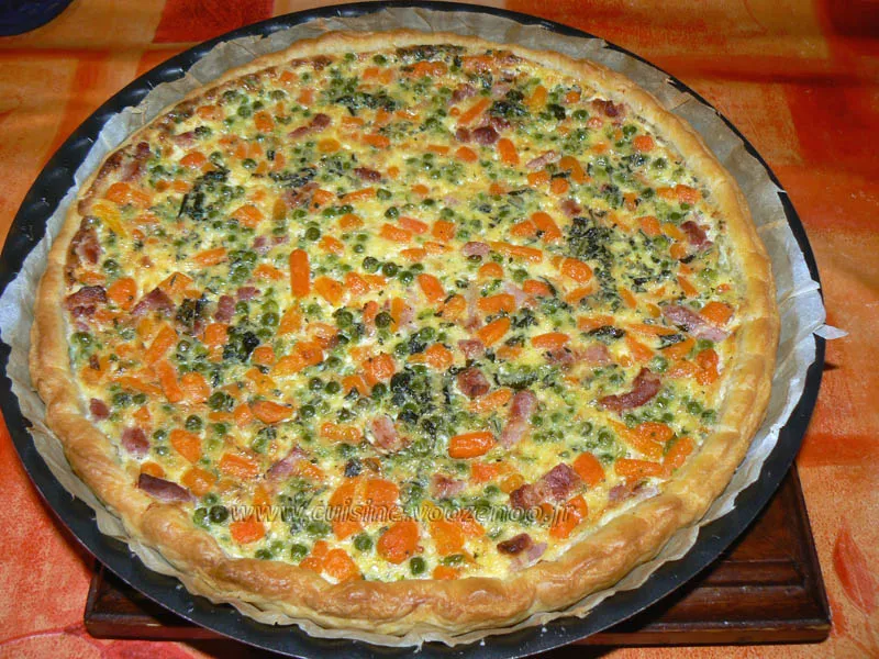 Tarte aux petits pois et carottes fin Tarte aux petits pois et carottes fin