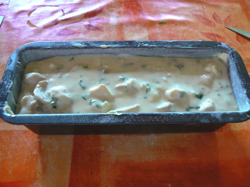 Cake aux blancs de poulet, champignons et mozzarella etape4 Cake aux blancs de poulet, champignons et mozzarella etape4