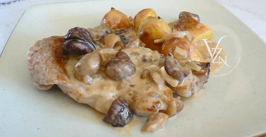 Côtes de veau du Limousin, sauce châtaignes