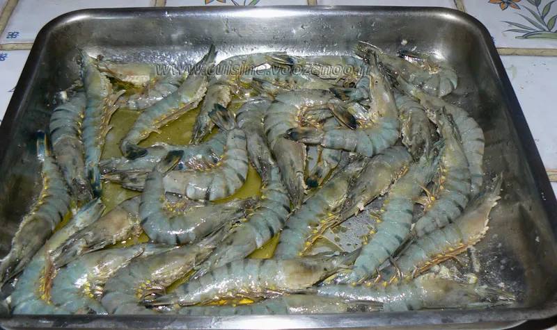 Gambas grillés à l'ail et citron, pomme de terre etape1 Gambas grillés à l'ail et citron, pomme de terre etape1