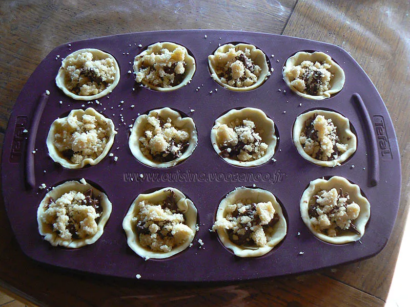 Mini tartelettes Nutela crumble etape4 Mini tartelettes Nutela crumble etape4