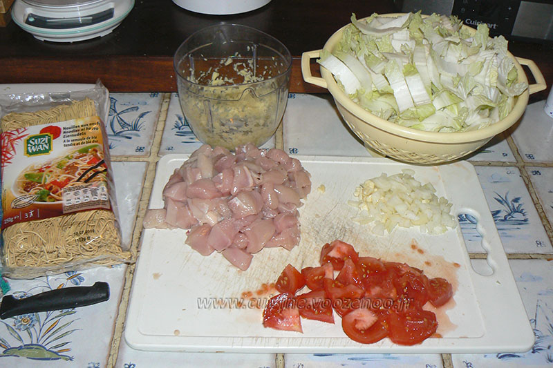 Wok de chou chinois (psé-tai) au poulet et gingembre etape2
