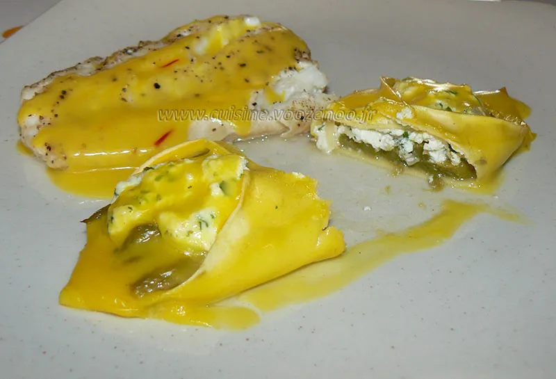 Lasagnes aux asperges, sauce safranée fin