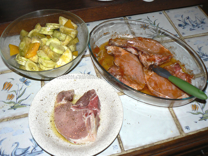 Côtes de porc et legumes marines etape 1