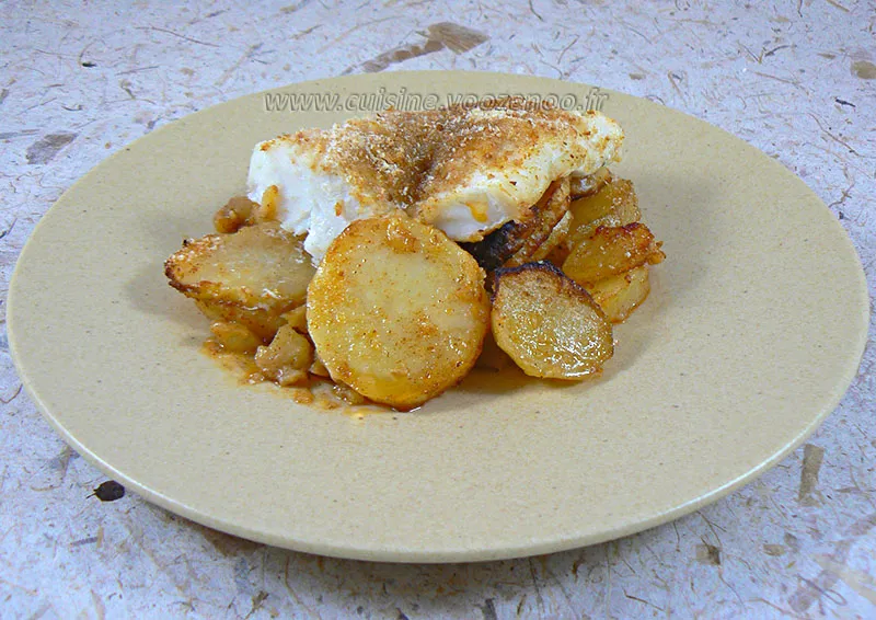 Dos de cabillaud sur pommes de terre épicées fin