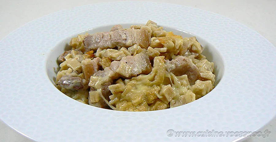Gratin de Crozet aux lardons et Beaufort