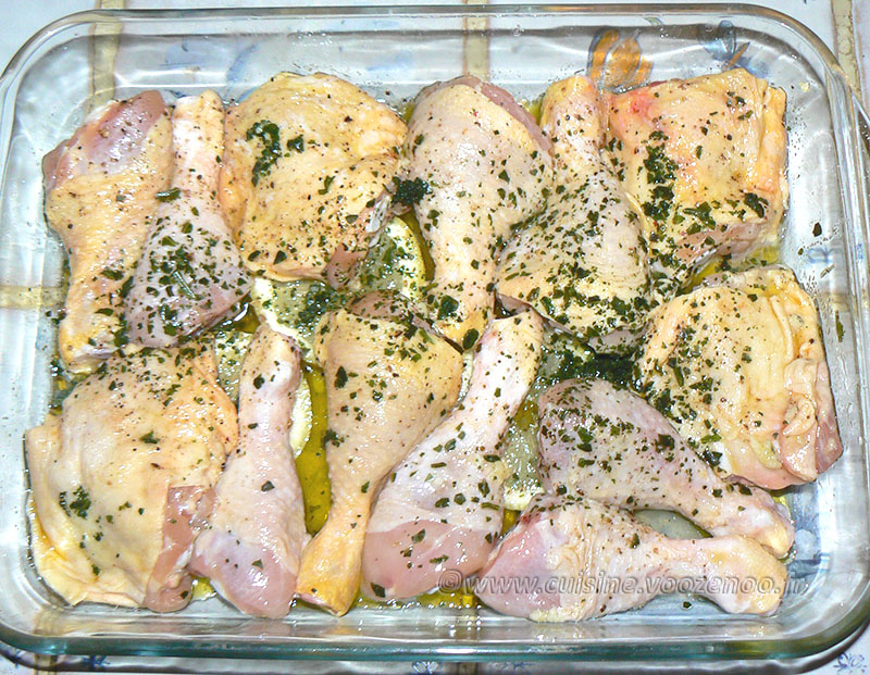 Cuisses de poulet citron, ail et basilic etape1