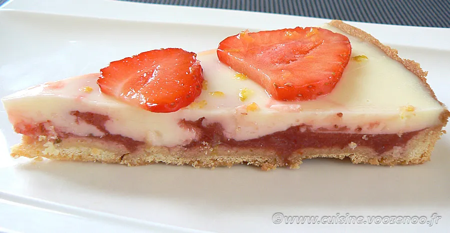Tarte panna cotta citron, compotée de fraises