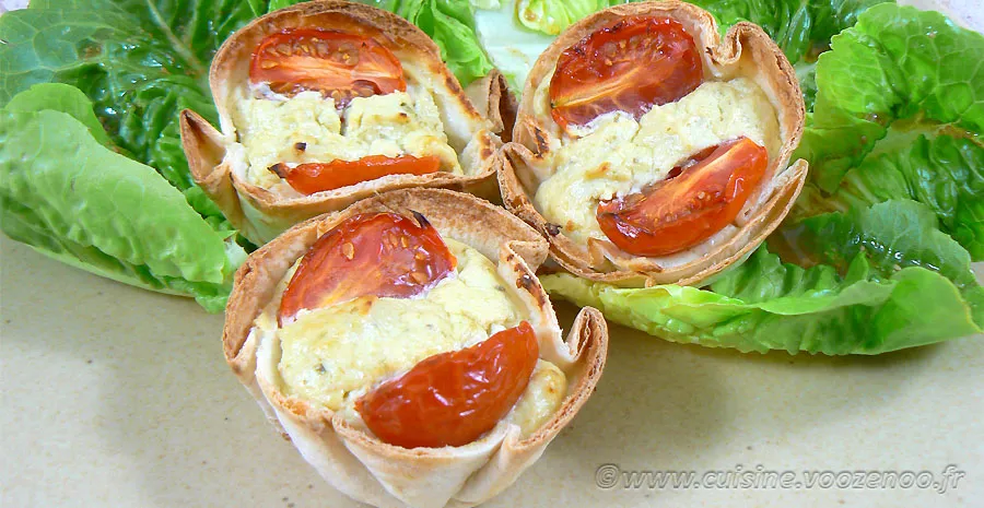 Tortilla au pesto, tomates cerise façon mini-quiches