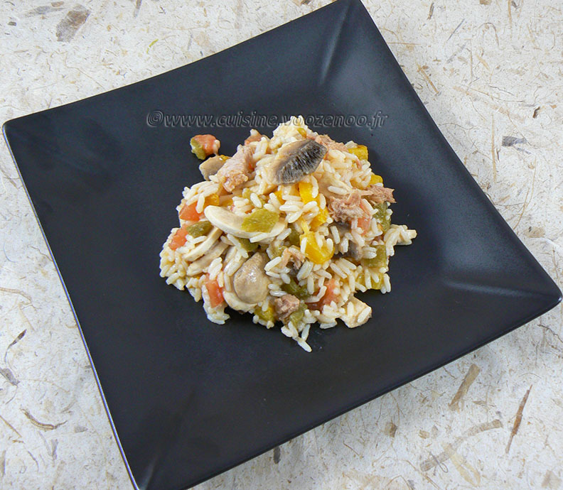 Salade de riz au thon, champignons et poivrons fin2