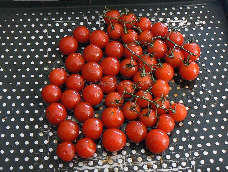 Penne au pesto, tomates cerises rôties etape1
