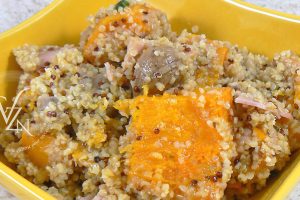Salade tiède au quinoa, châtaignes et potimarron