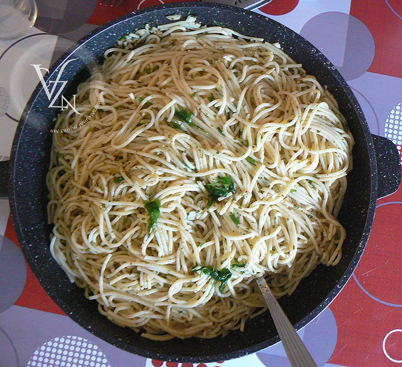 Spaghetti à l’ail et huile d’olive fin