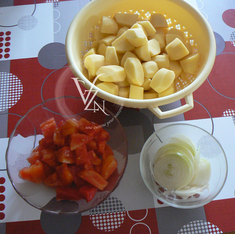 Sauté de pommes de terre et aubergines etape1