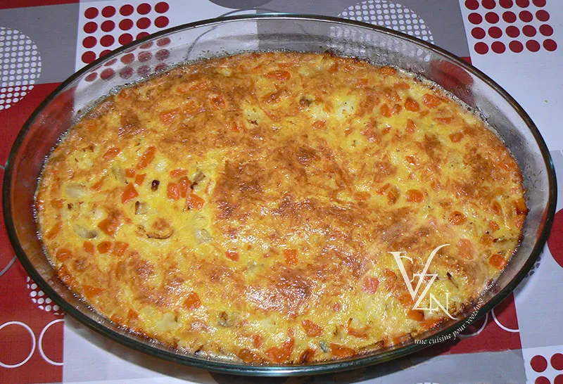 Quiche sans pâte aux carottes et poisson blanc fin