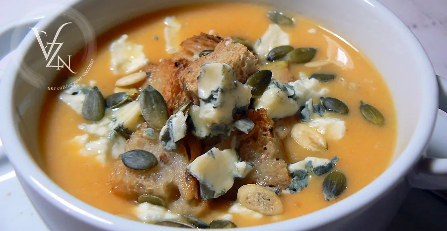 Velouté de patates douces aux poires et bleu d'Auvergne