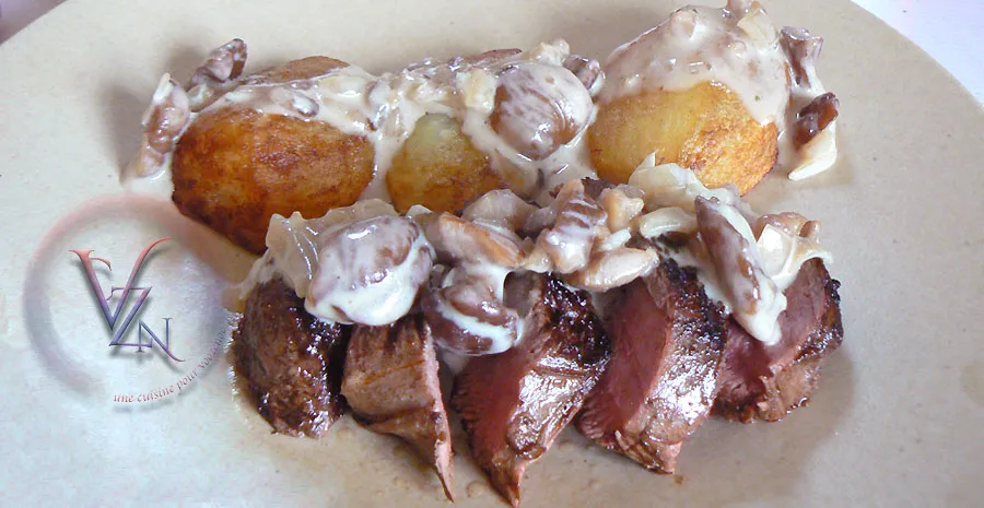 Magret de canard, sauce aux châtaignes