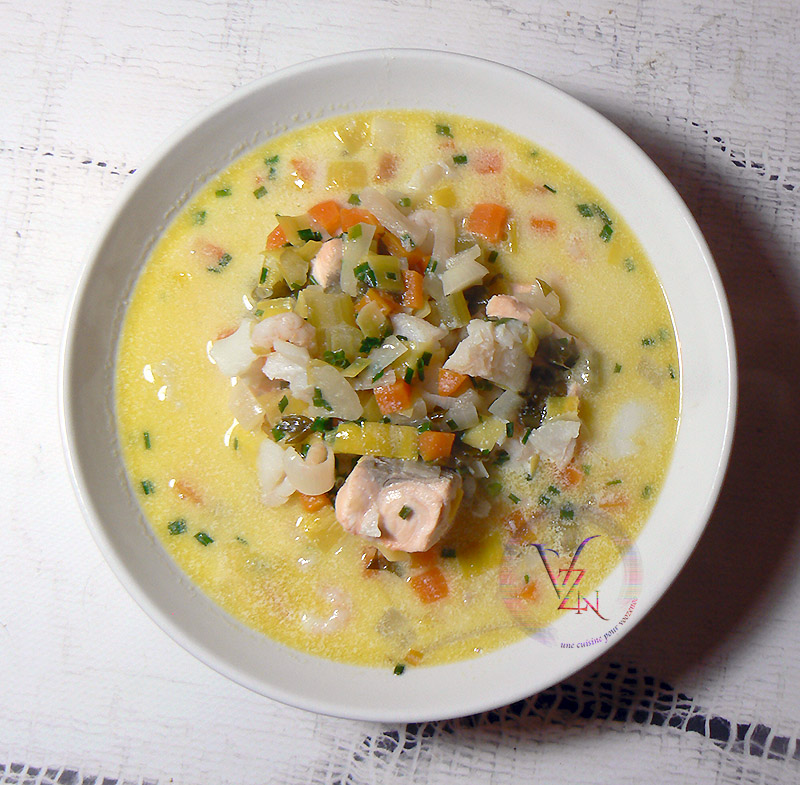 Fiskesuppe, soupe de poisson norvégienne presentation