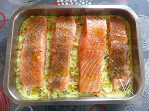 Pavés de saumon, julienne de légumes épicée étape2