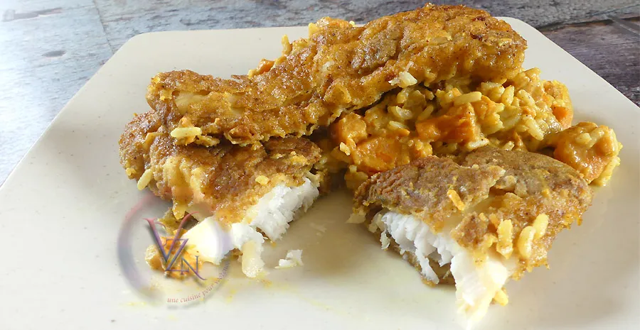 Cari de poisson, riz et patates douces