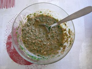 Salade de coco, cabillaud et vinaigrette aux anchois etape2