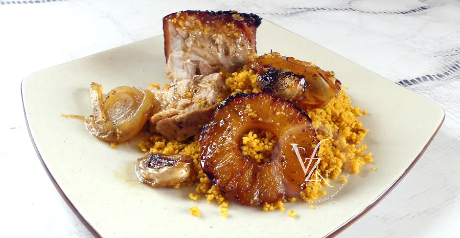 Rouelle de porc caramélisée à l'ananas