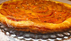 Tatin de potimarron, chèvre, pignons et miel fin3