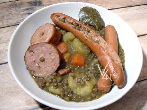 Saucisses lentilles de mémé presentation