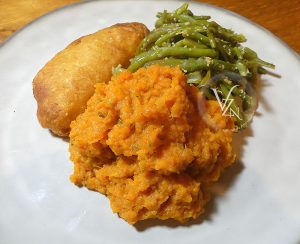 Purée de patate douce à la coriandre presentation