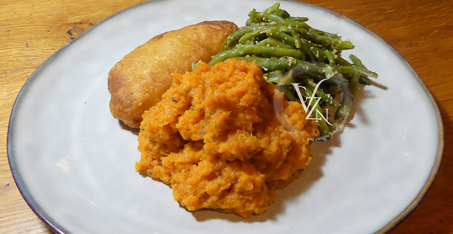 Purée de patate douce à la coriandre slider
