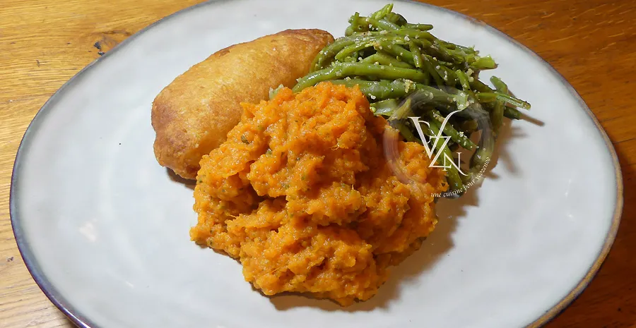 Purée de patate douce à la coriandre