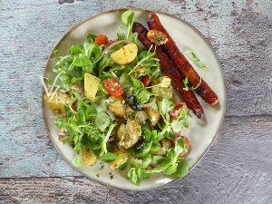 Salade de pommes de terre rôties et gremolata presentation