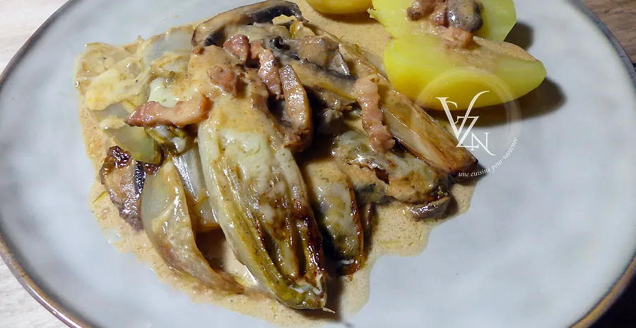 Poêlée d'endives crémeuses aux champignons