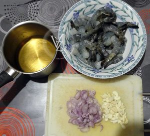Gambas flambées au Pastis étape1