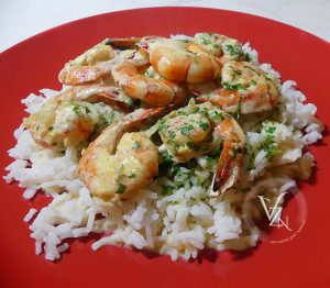 Gambas flambées au Pastis presentation