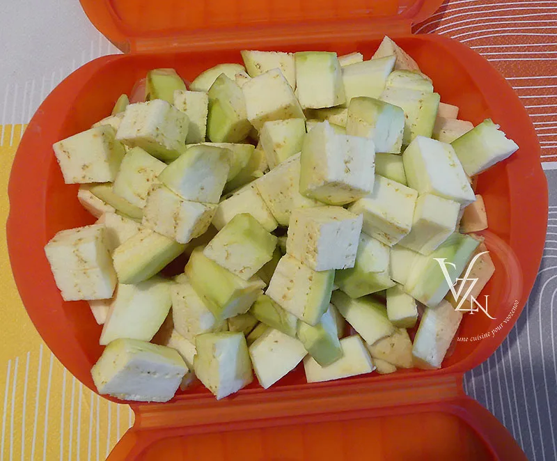 Salade de coco de Paimpol aux aubergines étape1