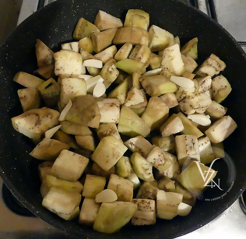 Salade de coco de Paimpol aux aubergines étape2