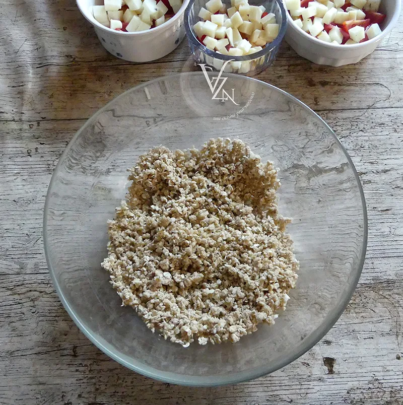 Clafoutis aux tomates cerises, brebis et crumble à l'avoine étape2
