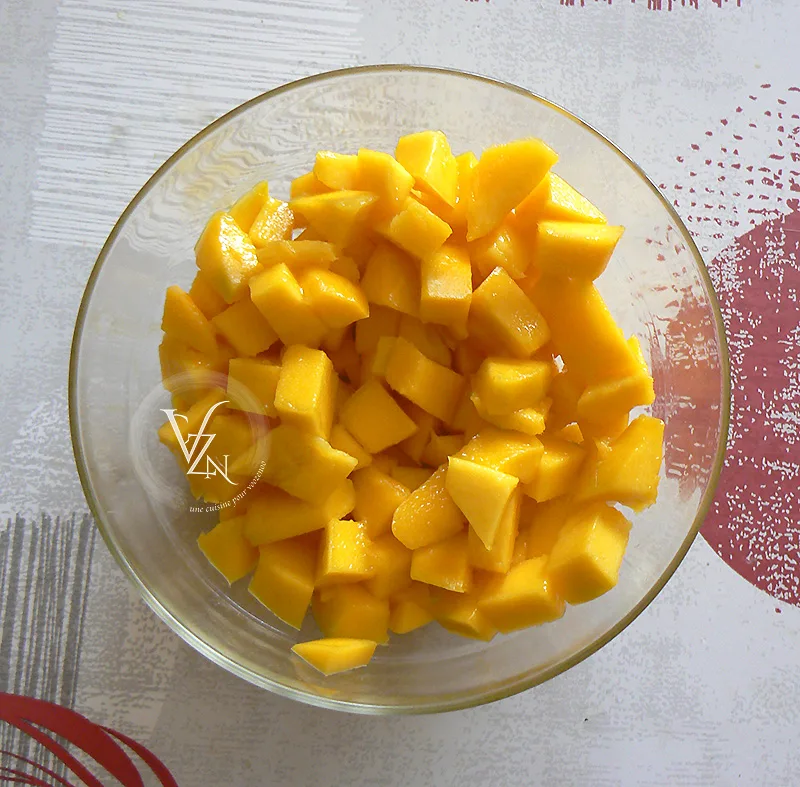 Verrines au fromage blanc, mangue et citron étape1